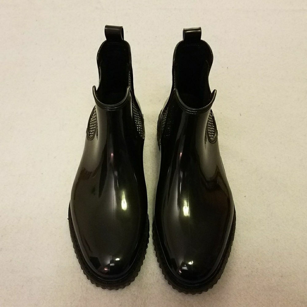 New Michael Kors Black Rubber Rainboots Size 8 - Picture 2 of 8
